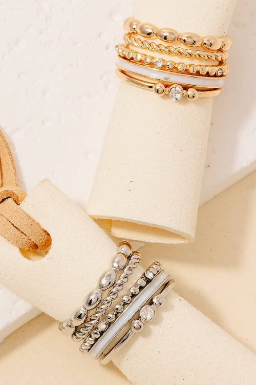 Assorted Metallic Band Rings Set