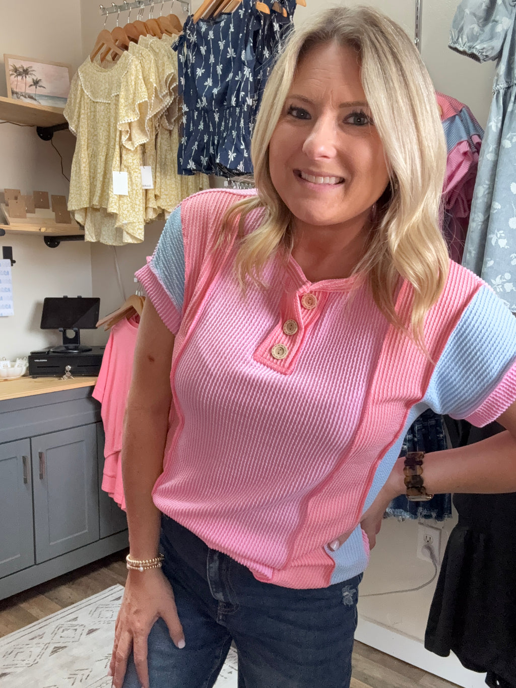 Twist Rib Color Block Top