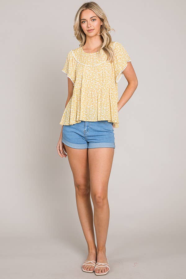 Ditsy Floral Flutter Sleeve Top