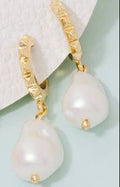 Pearl Charm Hoop Earrings