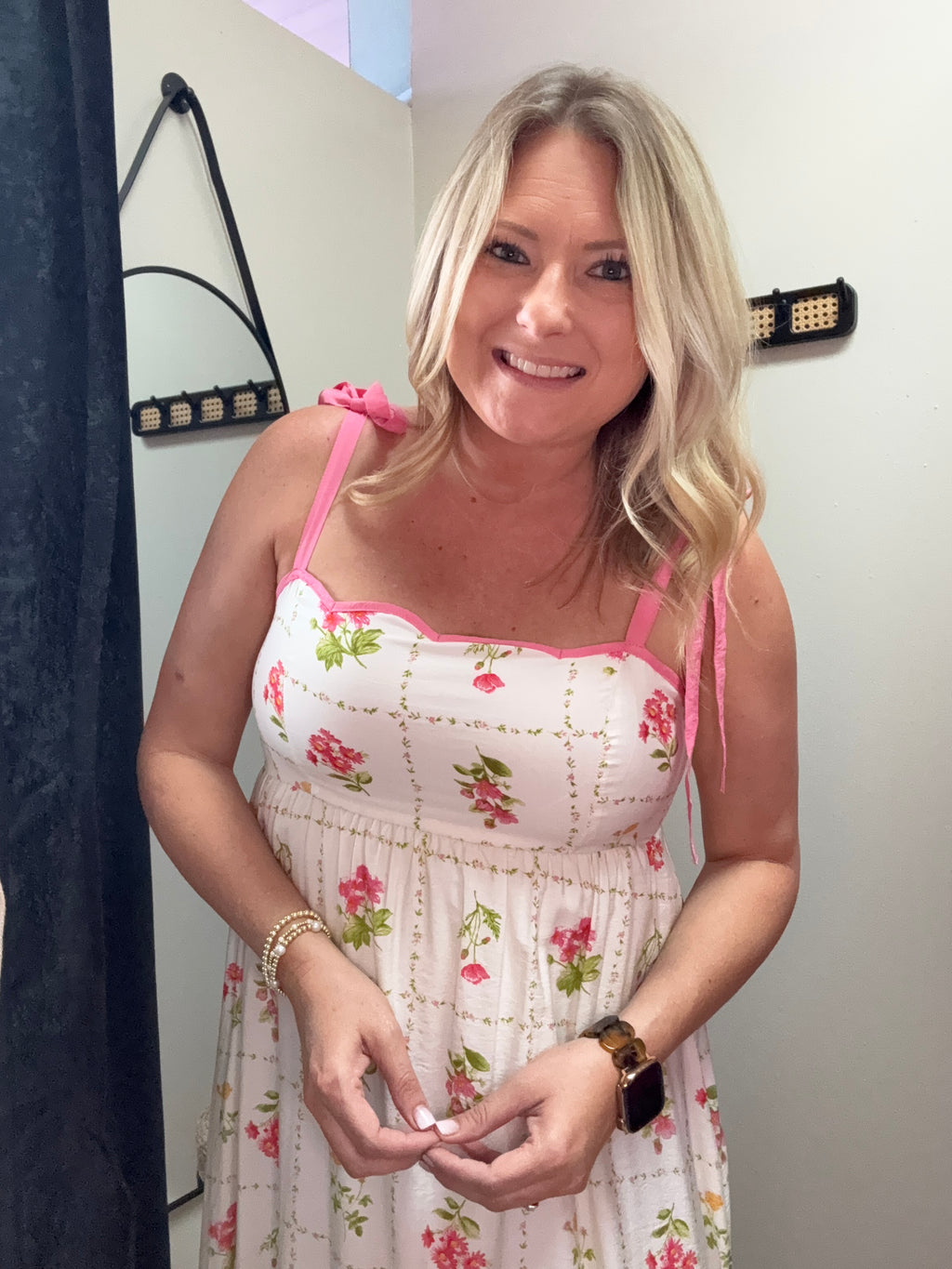 FLORAL PATTERN SCALLOPED DRESS