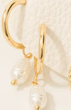 Pearl Charm Hoop Earrings