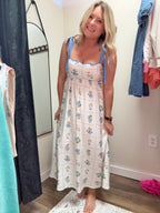 FLORAL PATTERN SCALLOPED DRESS