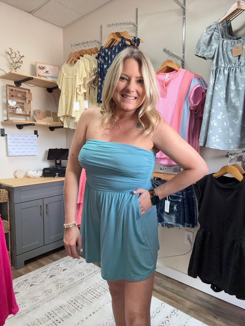 DOUBLE LAYERED STRAPLESS TUBE TOP ROMPER