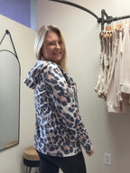 Brown leopard print hooded shirt