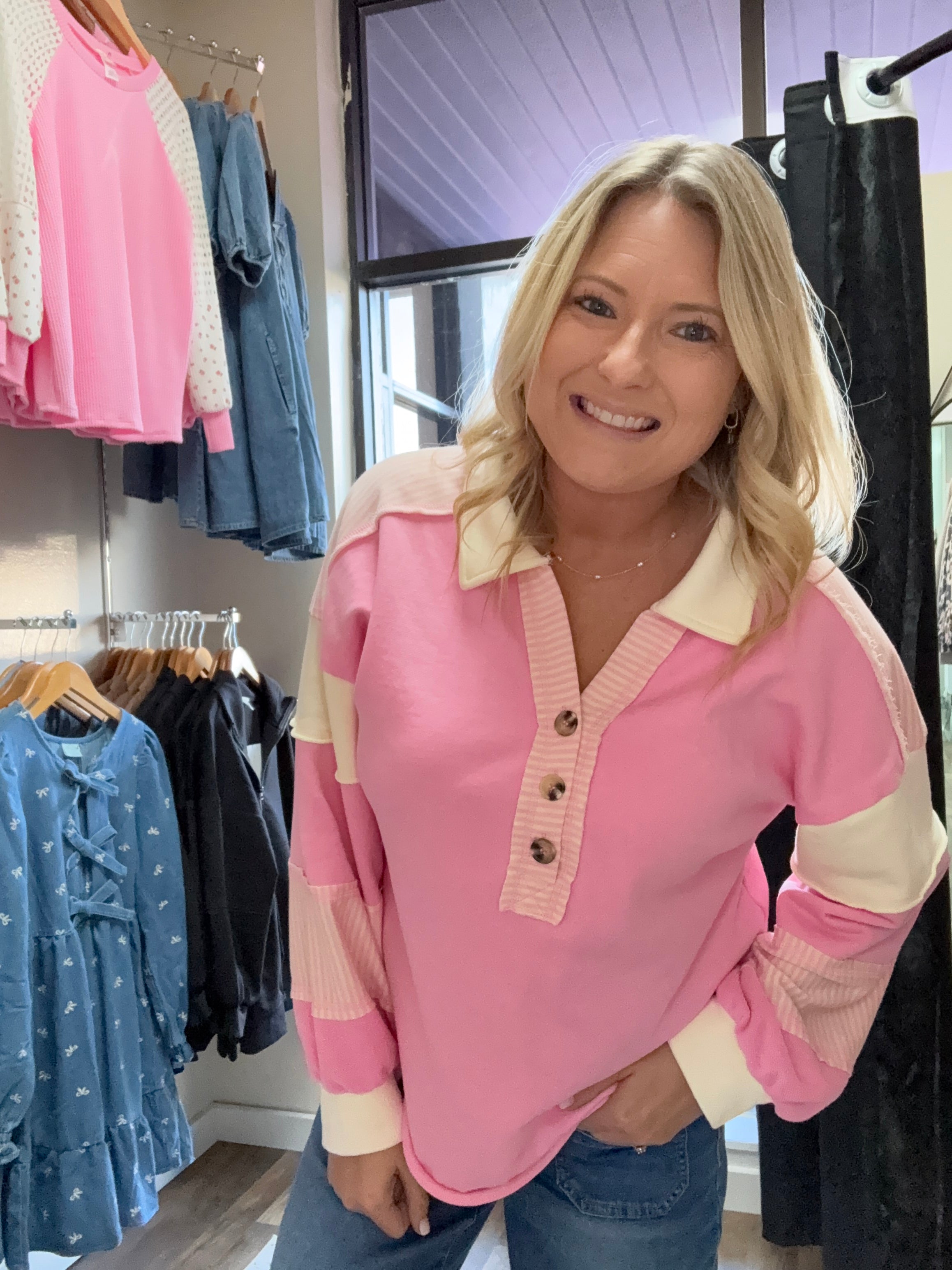 Color Block Oversized Casual Knit Top