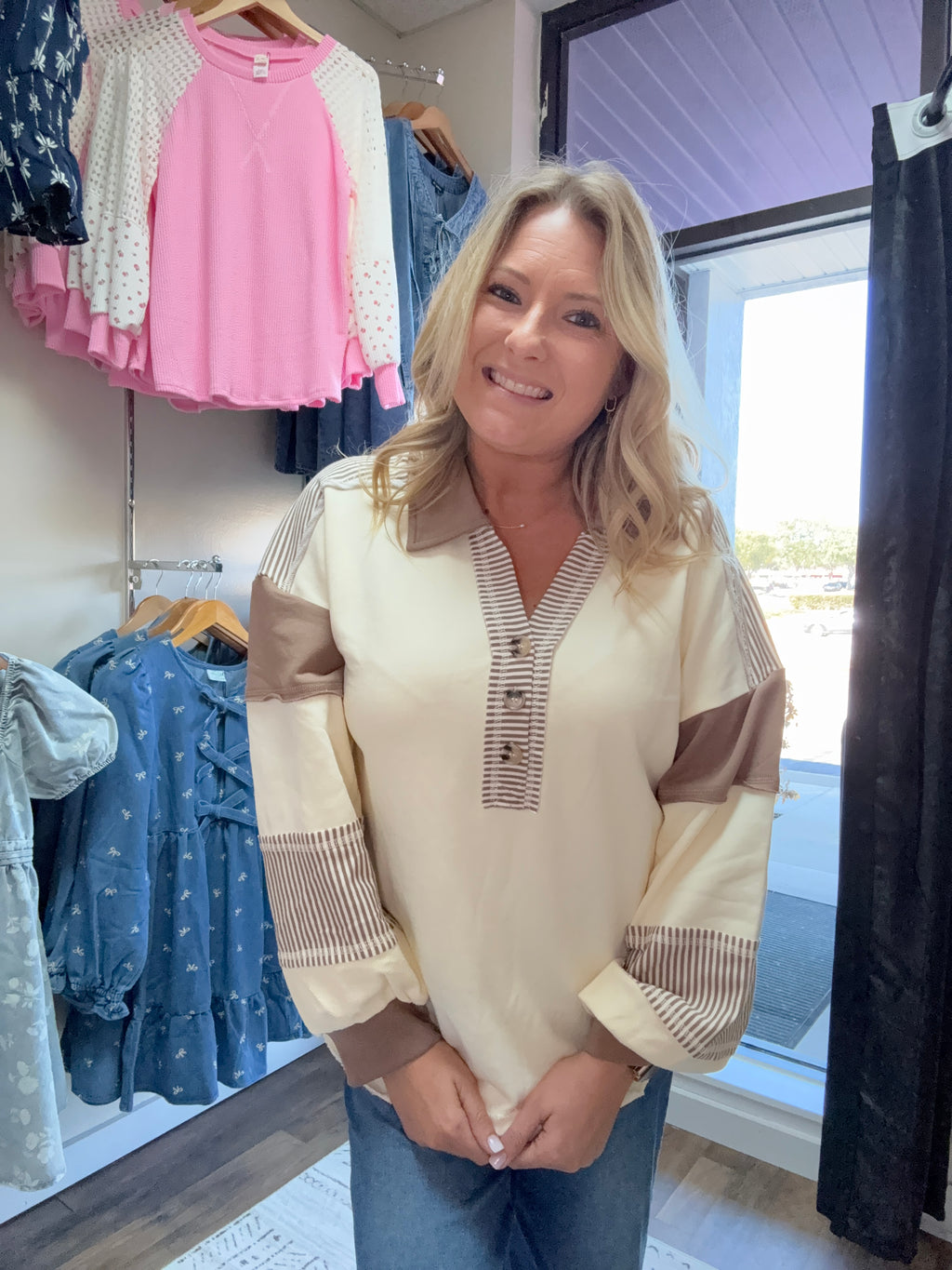 Color Block Oversized Casual Knit Top
