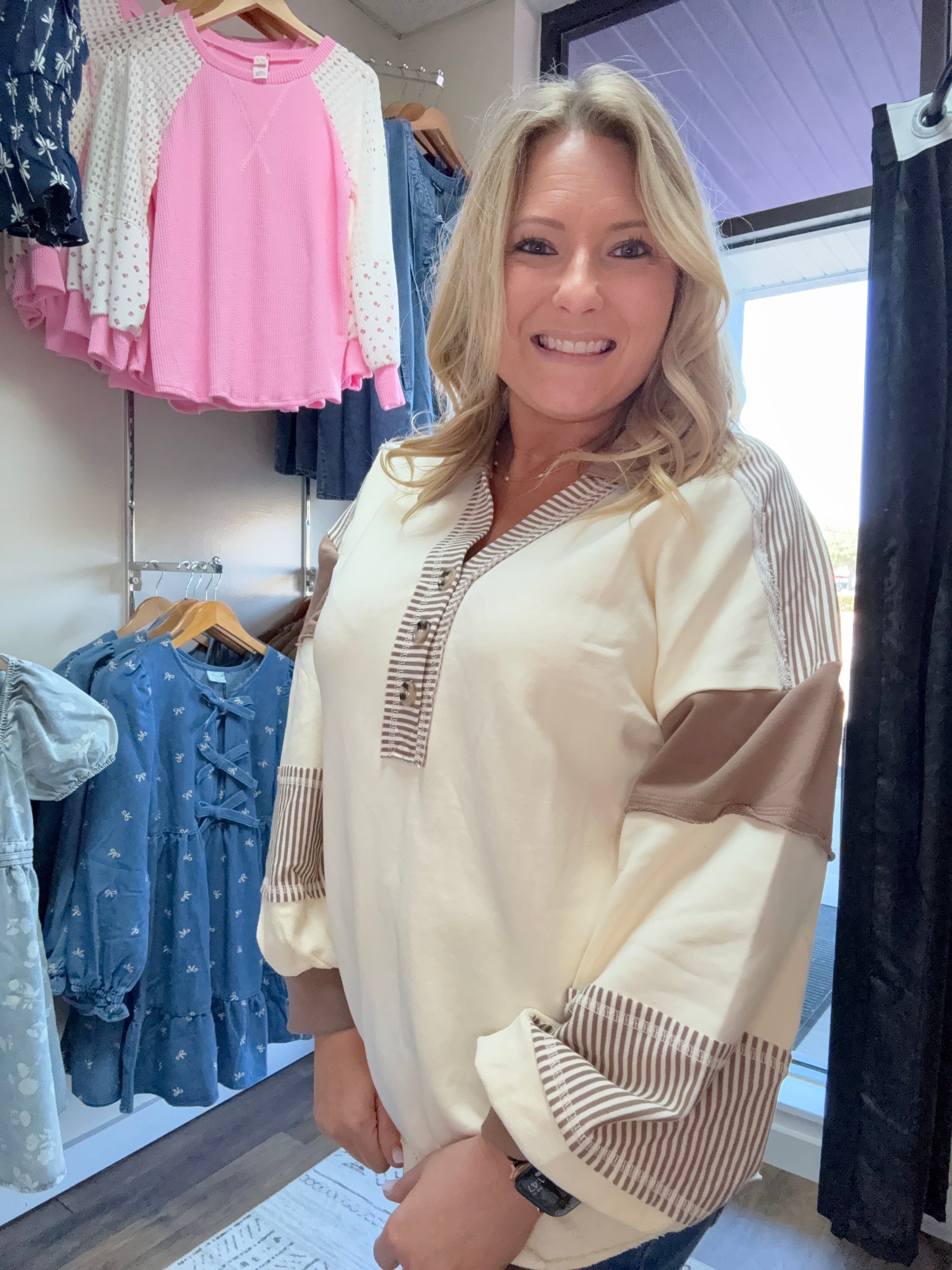 Color Block Oversized Casual Knit Top