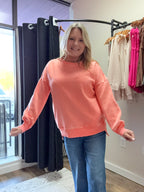 Acid Wash Fleece Hi Low Hem Pullover With Pockets