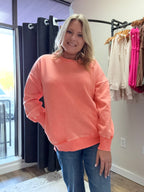 Acid Wash Fleece Hi Low Hem Pullover With Pockets