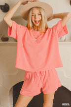 RAISED RIB SHORT SLEEVE TEE & SHORT PANTS SET