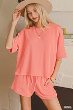 RAISED RIB SHORT SLEEVE TEE & SHORT PANTS SET
