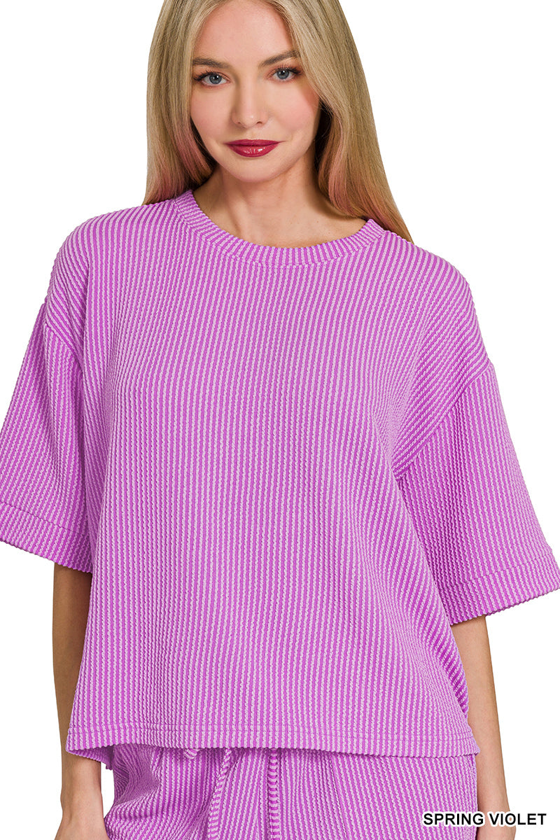 RAISED RIB SHORT SLEEVE TEE & SHORT PANTS SET