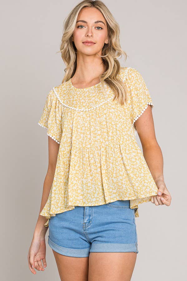 Ditsy Floral Flutter Sleeve Top