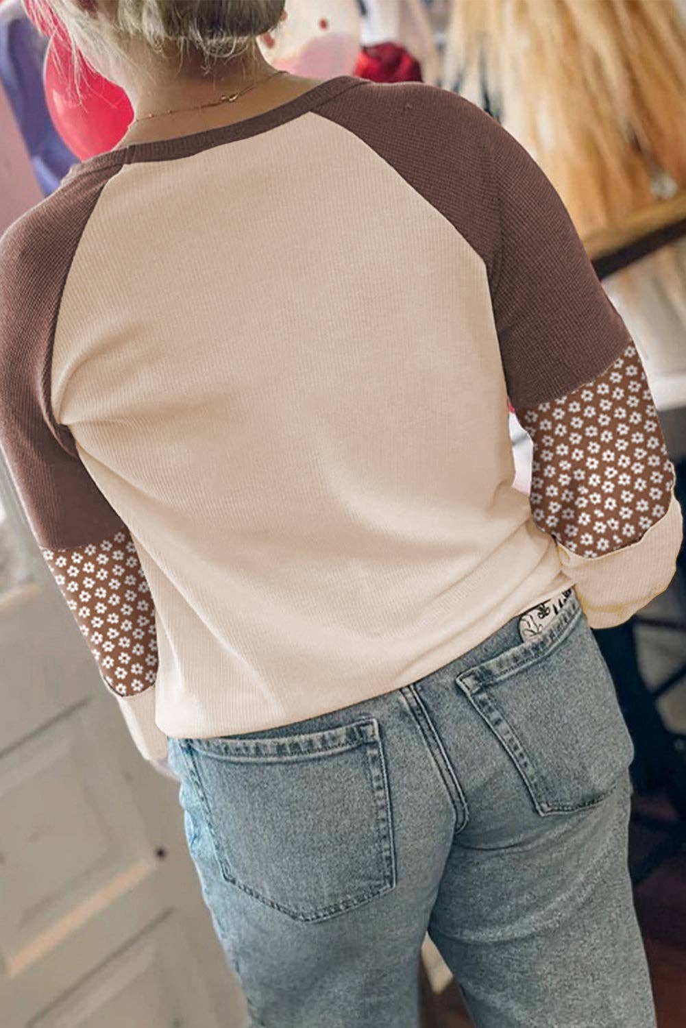 Brown Floral Long Sleeve Top