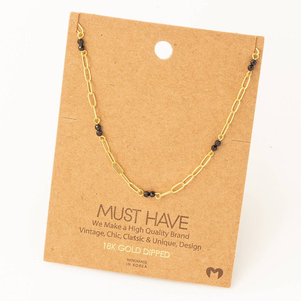 Dainty Chain Link Bead Station Necklace