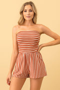 RUST STRIPE TUBE ROMPER