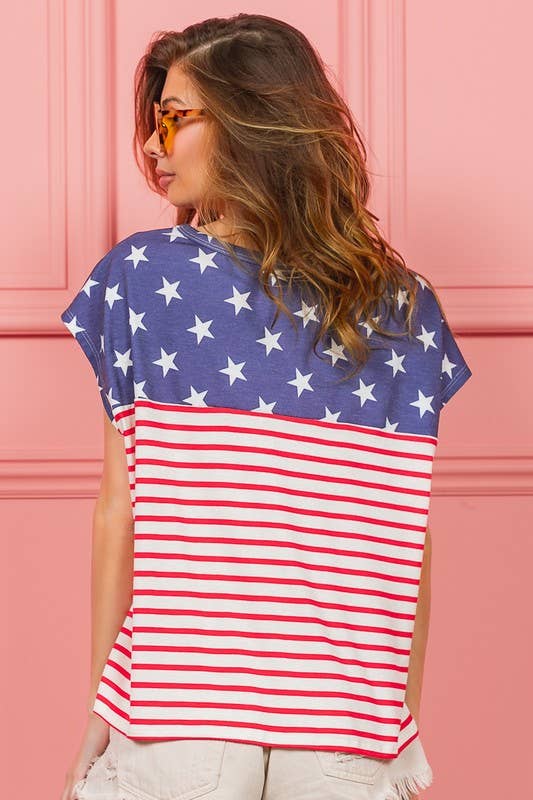 Star With Stripe Combo Top