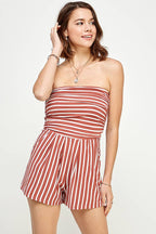 RUST STRIPE TUBE ROMPER